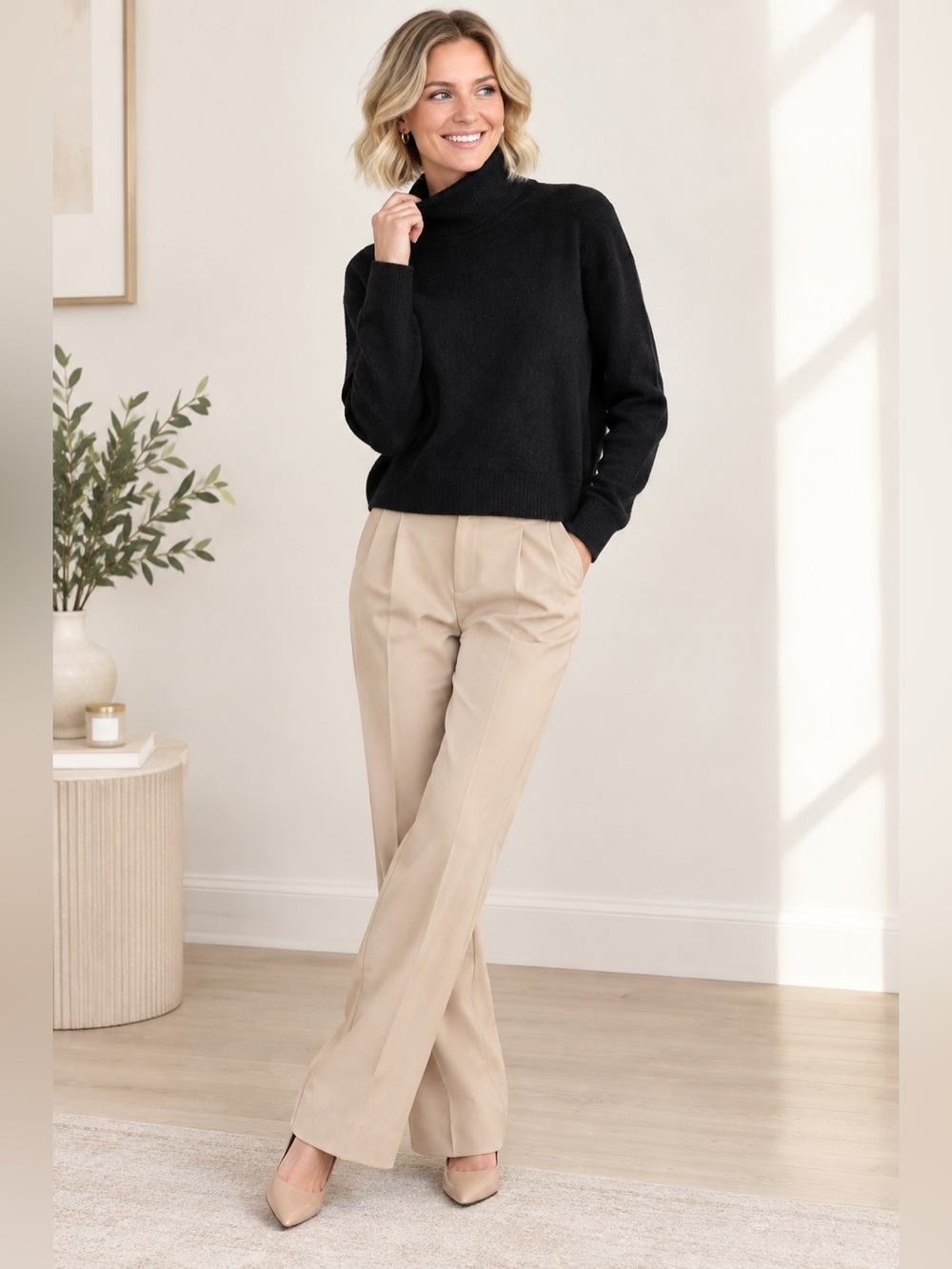 Aritzia Community Allora Turtleneck Charcoal Gray Boxy Sweater